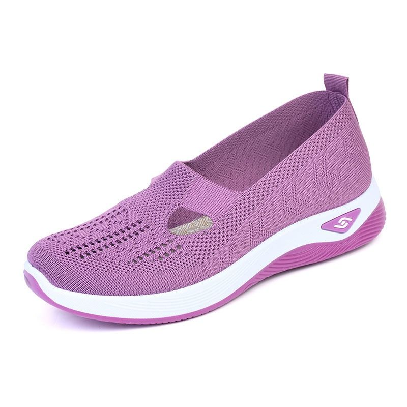 Summer Cloth Shoes Women's Mesh Shoes Breathable Soft Sole Mom Shoes Flat Bottom Anti Slip Middle-aged and Elderly Shoes