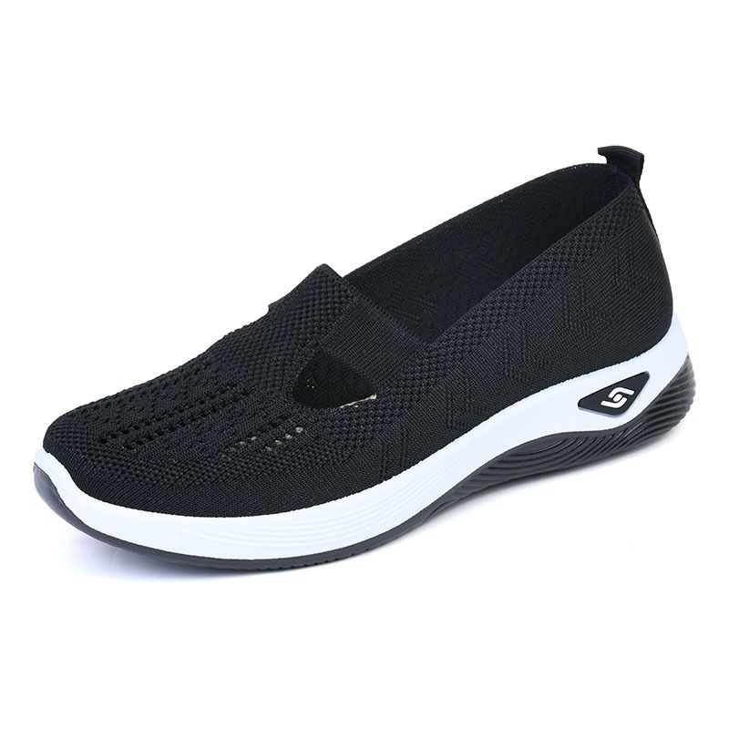Summer Cloth Shoes Women's Mesh Shoes Breathable Soft Sole Mom Shoes Flat Bottom Anti Slip Middle-aged and Elderly Shoes