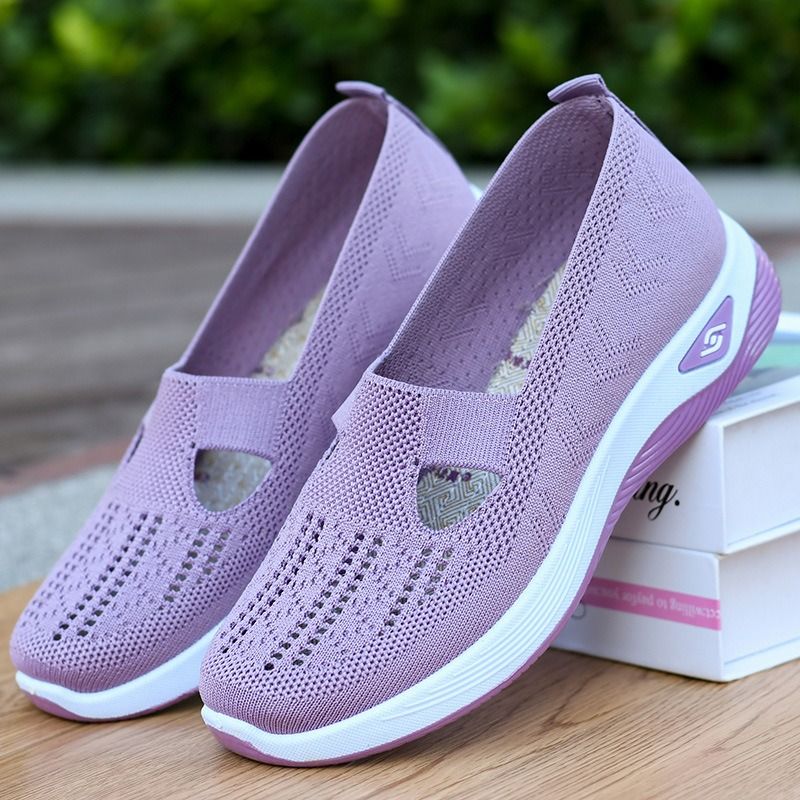 Summer Cloth Shoes Women's Mesh Shoes Breathable Soft Sole Mom Shoes Flat Bottom Anti Slip Middle-aged and Elderly Shoes