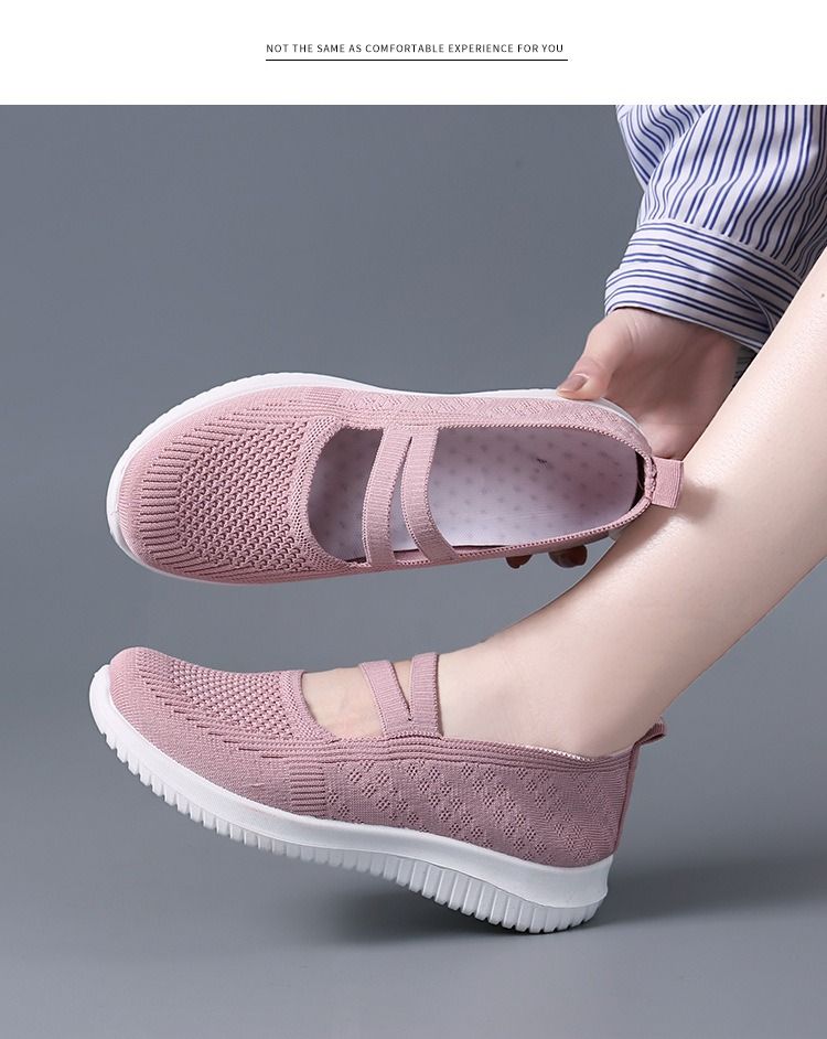 Casual Shoes Single Shoes Women's Flying Woven Mesh Shoes Middle-aged and Elderly Mothers' Shoes Soft Soled Sports Shoes for One Foot