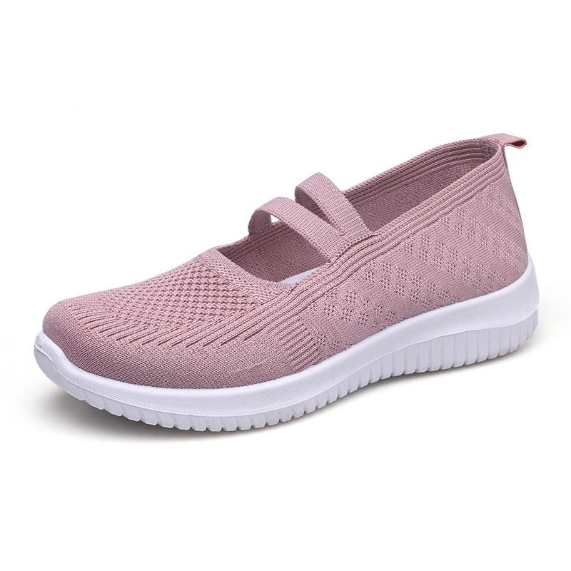 Casual Shoes Single Shoes Women's Flying Woven Mesh Shoes Middle-aged and Elderly Mothers' Shoes Soft Soled Sports Shoes for One Foot