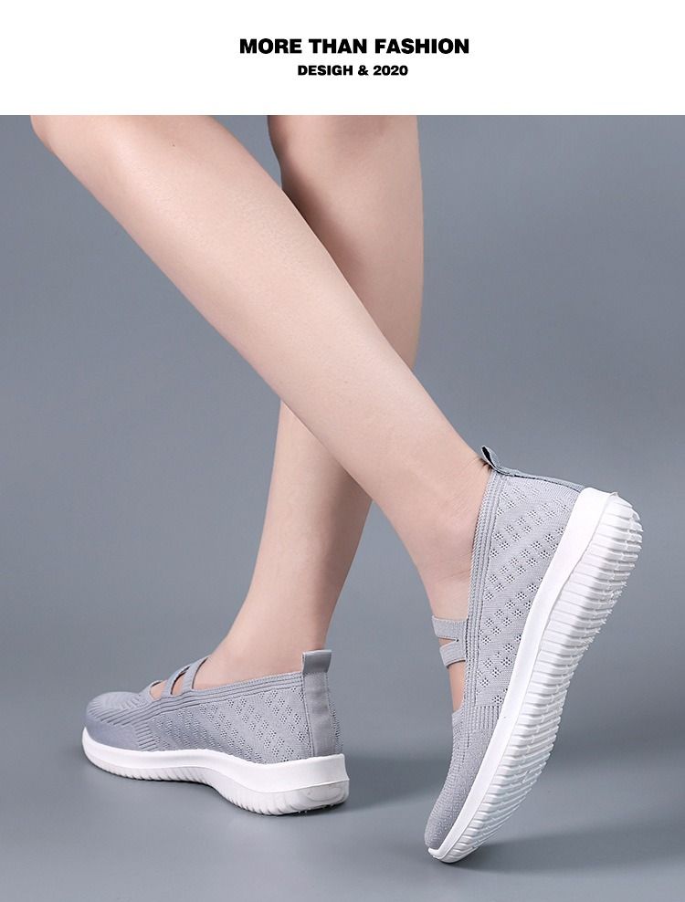 Casual Shoes Single Shoes Women's Flying Woven Mesh Shoes Middle-aged and Elderly Mothers' Shoes Soft Soled Sports Shoes for One Foot