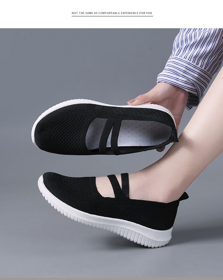 Casual Shoes Single Shoes Women's Flying Woven Mesh Shoes Middle-aged and Elderly Mothers' Shoes Soft Soled Sports Shoes for One Foot