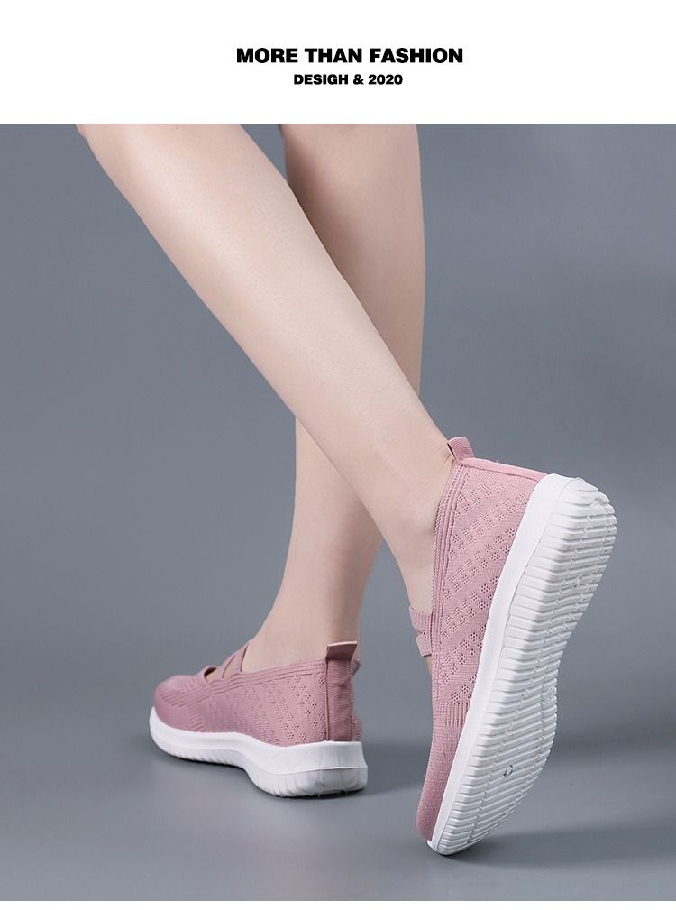 Casual Shoes Single Shoes Women's Flying Woven Mesh Shoes Middle-aged and Elderly Mothers' Shoes Soft Soled Sports Shoes for One Foot