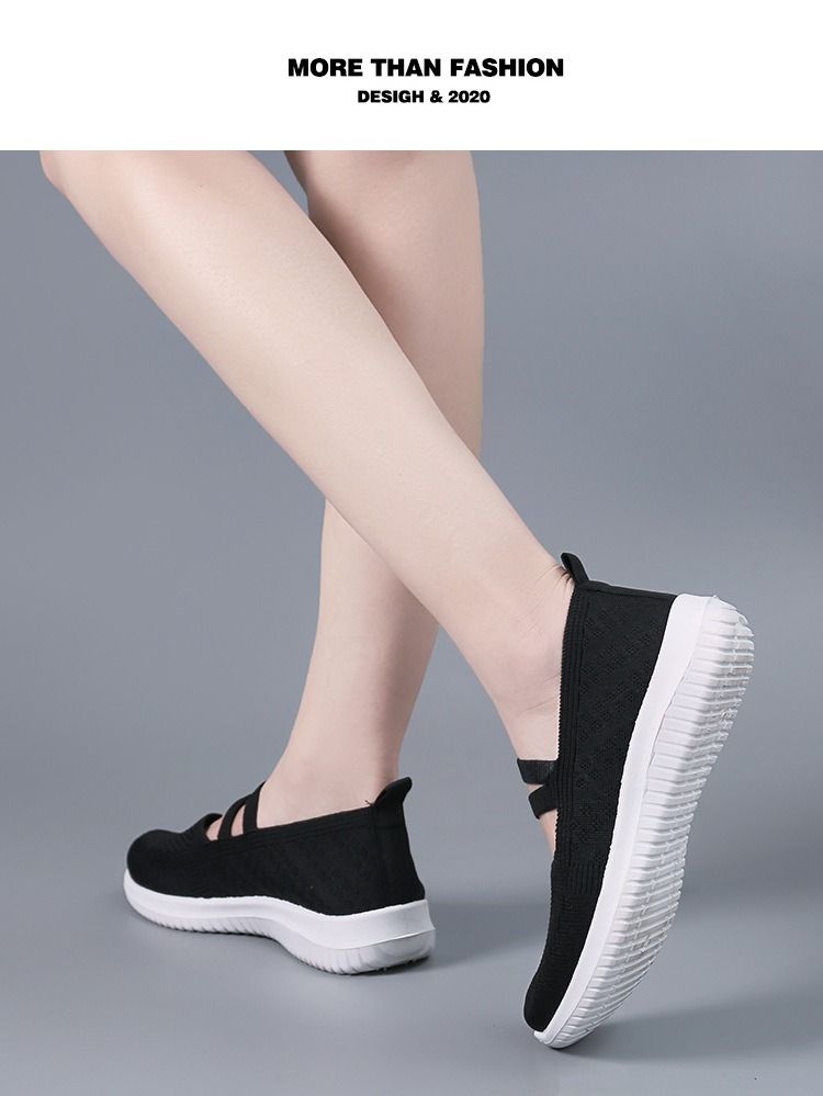 Casual Shoes Single Shoes Women's Flying Woven Mesh Shoes Middle-aged and Elderly Mothers' Shoes Soft Soled Sports Shoes for One Foot