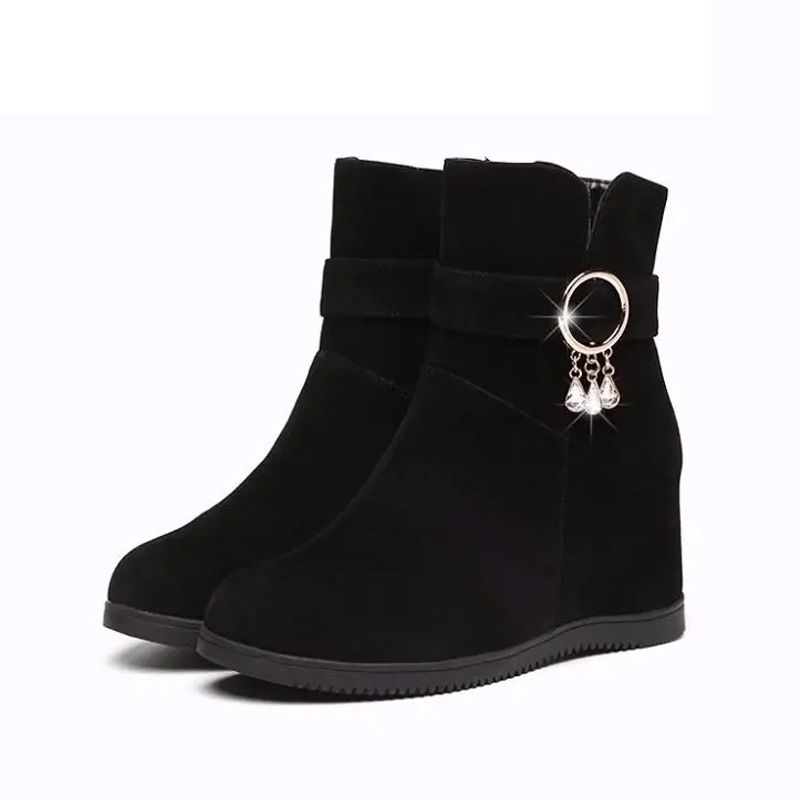 SXCHEN Women's Shoes Boots Ankle Bootie New All-match Fashionable Martin Boots for Women With Inner Heightening Boots Heels Ladies Shoes Black Wedge Official Shoe Formal Girls Outdoor School