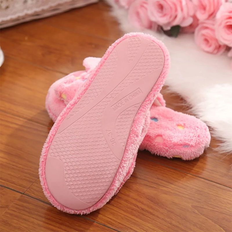 Women's Shoes Slippers Indoor Slippers Bow-tie Baotou Sweet Girl Wooden Floor Home Warm Cotton Slippers