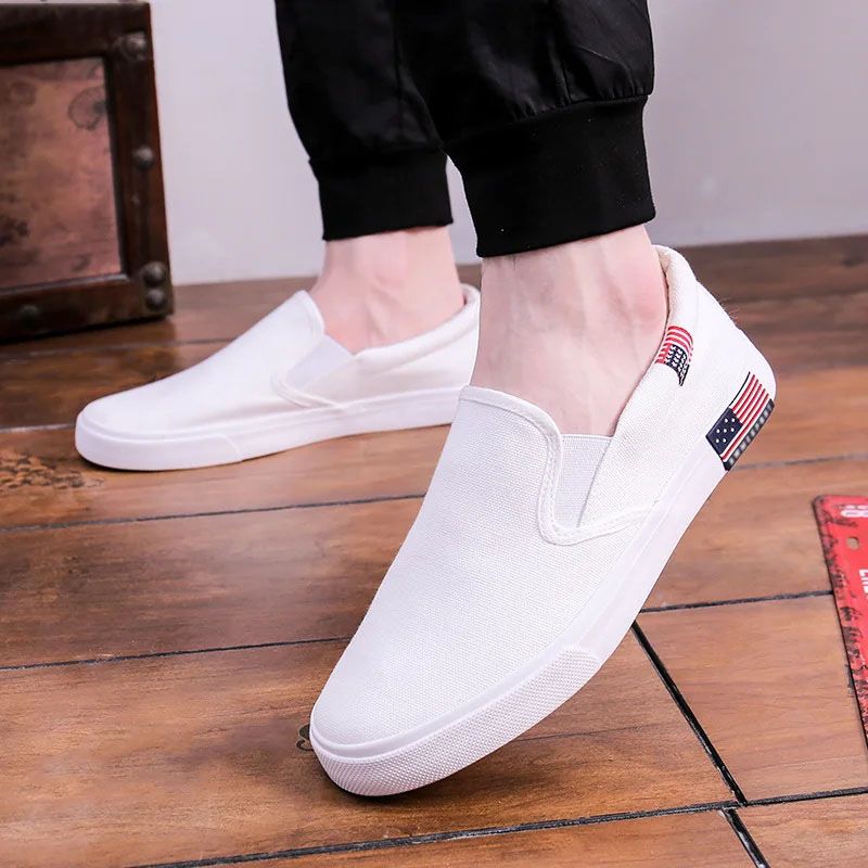 SXCHEN Men's Shoes Flats Loafers Shoes Fashion Hot Sale Large Size for Couples Casual Student White Shoes Canvas Shoes Sneakers Shoes Walking Shoe Slip-On Men Shoes Boys Flat Shoes