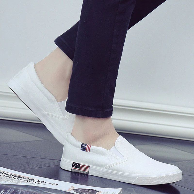 SXCHEN Men's Shoes Flats Loafers Shoes Fashion Hot Sale Large Size for Couples Casual Student White Shoes Canvas Shoes Sneakers Shoes Walking Shoe Slip-On Men Shoes Boys Flat Shoes