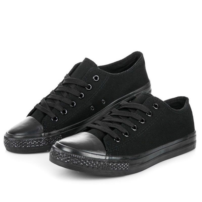 SXCHEN Women's Shoes Flats Canvas Shoes Student Couple Low Top Unisex Shoes Casual Large Size Vulcanized Board Shoes Canvas Shoes Ladies Shoes Girls School Outdoor Black Fashion Round Toe Comfort
