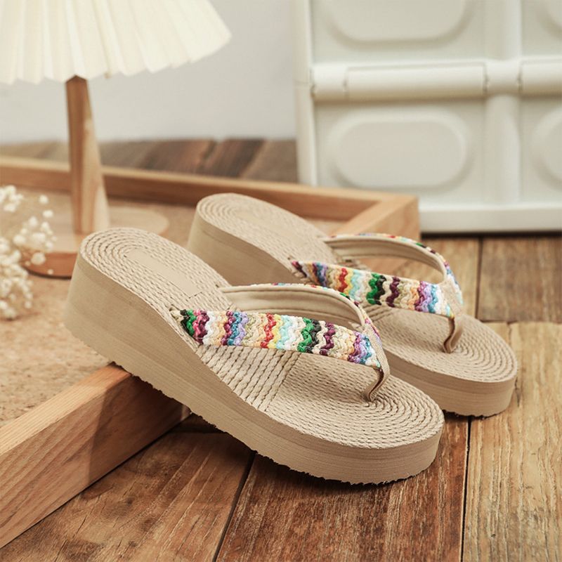 SXCHEN Women's Shoes Slippers Flip-Flops New Straw Woven Flip-flops Sweet Fairy Beach Slippers Korean Style Simple Fashion Casual Shoes Open Fashion Beautiful Girls Shoe Slippers Non-slip Ladies Shoe