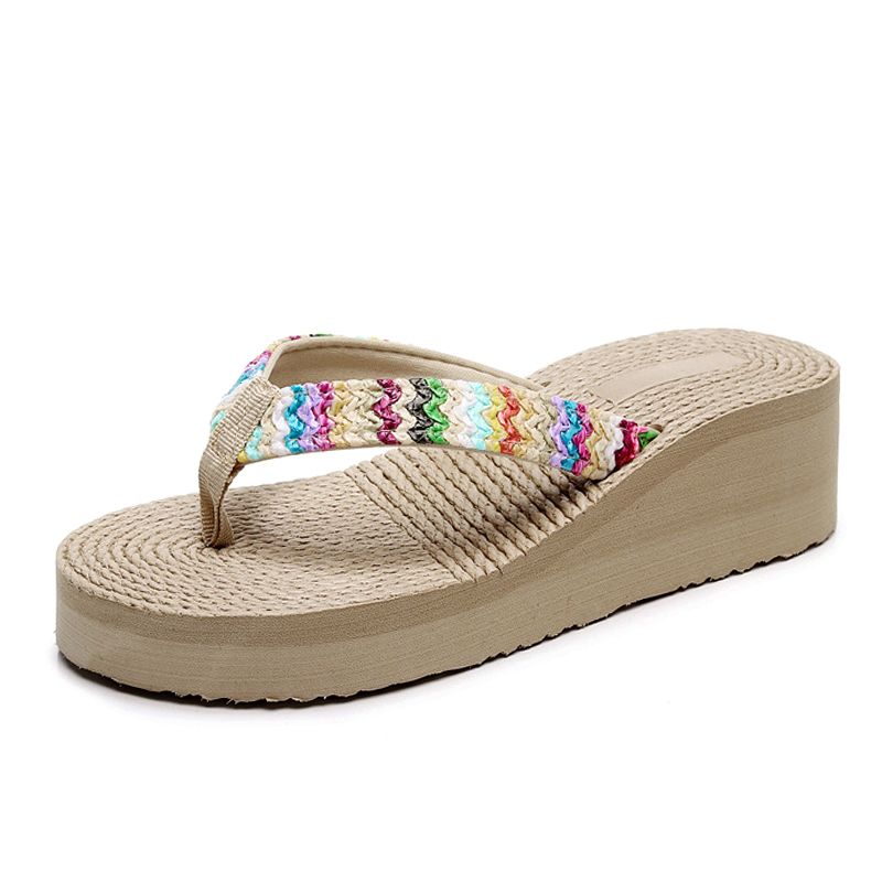 SXCHEN Women's Shoes Slippers Flip-Flops New Straw Woven Flip-flops Sweet Fairy Beach Slippers Korean Style Simple Fashion Casual Shoes Open Fashion Beautiful Girls Shoe Slippers Non-slip Ladies Shoe