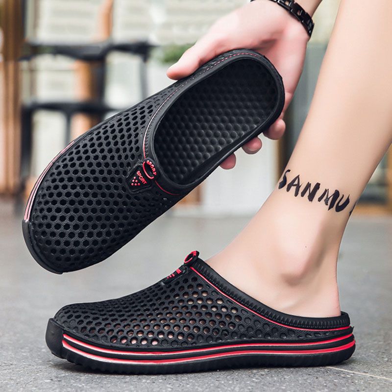 SXCHEN Men's Shoes Slippers Unisex Slippers Couple Style Men Shoes Women Shoes Clogs Slippers Outdoor Casual Slippers Sandles School Breathable Anti-skid Dad Beach Walking Shoe Black
