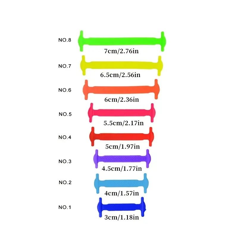 SXCHE 16pcs/lot Shoes Accessories Shoelaces Lazy Shoelace Buckle No Need To Tie Elastic Shoelace Buckle Men Shoes Versatile Creative Elastic Elastic ShoelaceI-Shaped Sports Leisure Colored Ladies Shoe