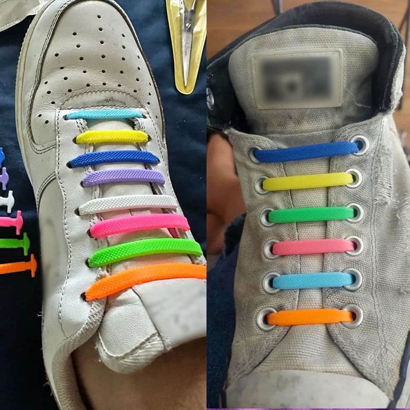 SXCHE 16pcs/lot Shoes Accessories Shoelaces Lazy Shoelace Buckle No Need To Tie Elastic Shoelace Buckle Men Shoes Versatile Creative Elastic Elastic ShoelaceI-Shaped Sports Leisure Colored Ladies Shoe