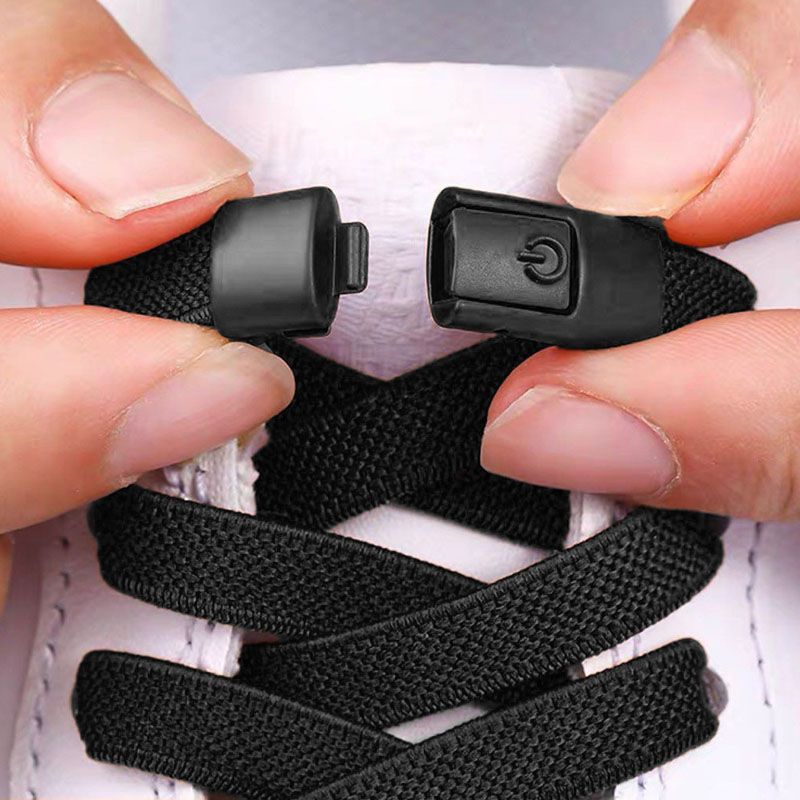 SXCHEN 【2 black buttons + 2 shoelaces】Shoelaces Press The Lazy Shoelace Buckle Without Tying The Elastic Elastic Unisex Rope Fixing Artifact Sports Leisure Colored Men Shoes Ladies Shoe