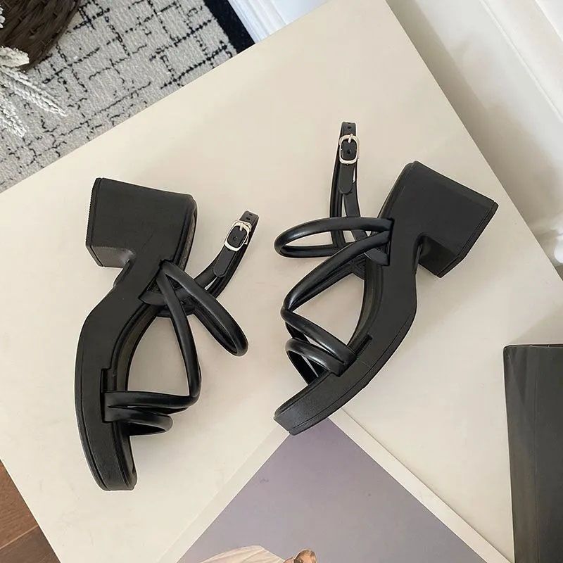 SXCHEN Women's Shoes Sandals Heels Sandals High-Heeled Sandals Thick-Soled Non-Slip Fashionable And Versatile Sandals For Outer Wear Wading Shoes Ladies Shoe Increased Open Shoes Girls
