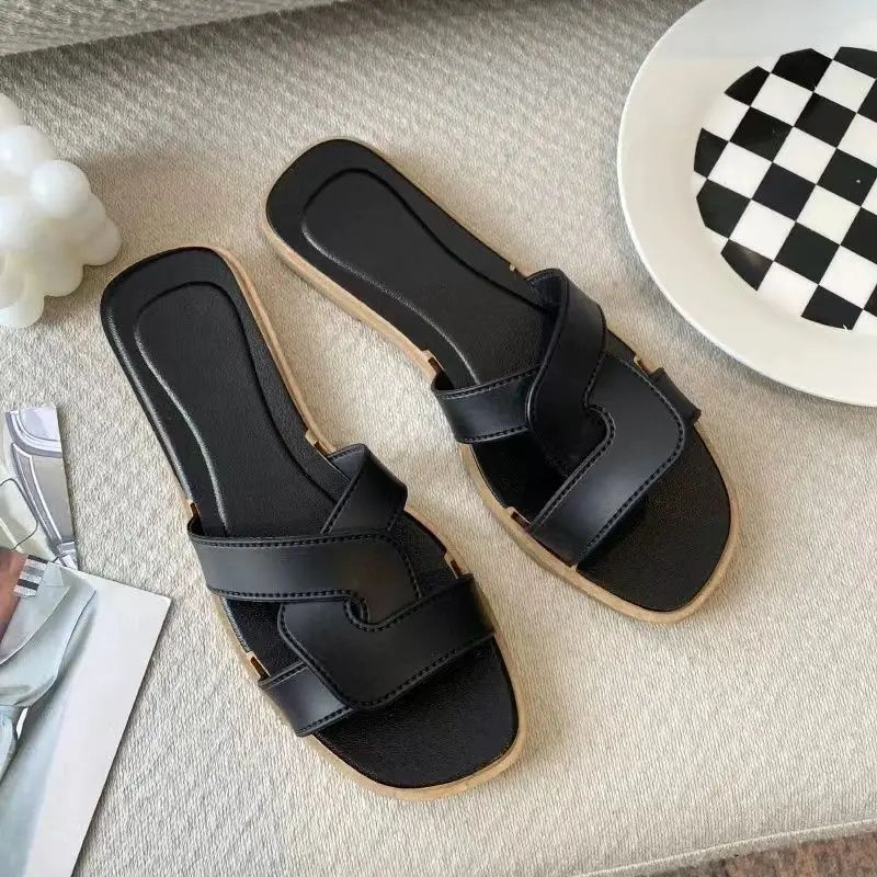 SXCHEN Women's Shoes Slippers Mules New Cross-Strap Slippers Simple Slippers Fashionable And Versatile Ins Outdoor Slippers Non-slip Ladies Shoe Simple Girls Fashion Thick Soles Soft Soles Mom Shoes