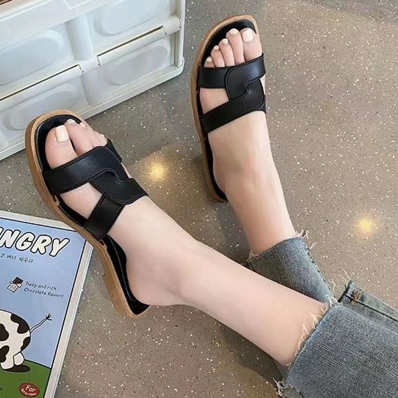 SXCHEN Women's Shoes Slippers Mules New Cross-Strap Slippers Simple Slippers Fashionable And Versatile Ins Outdoor Slippers Non-slip Ladies Shoe Simple Girls Fashion Thick Soles Soft Soles Mom Shoes