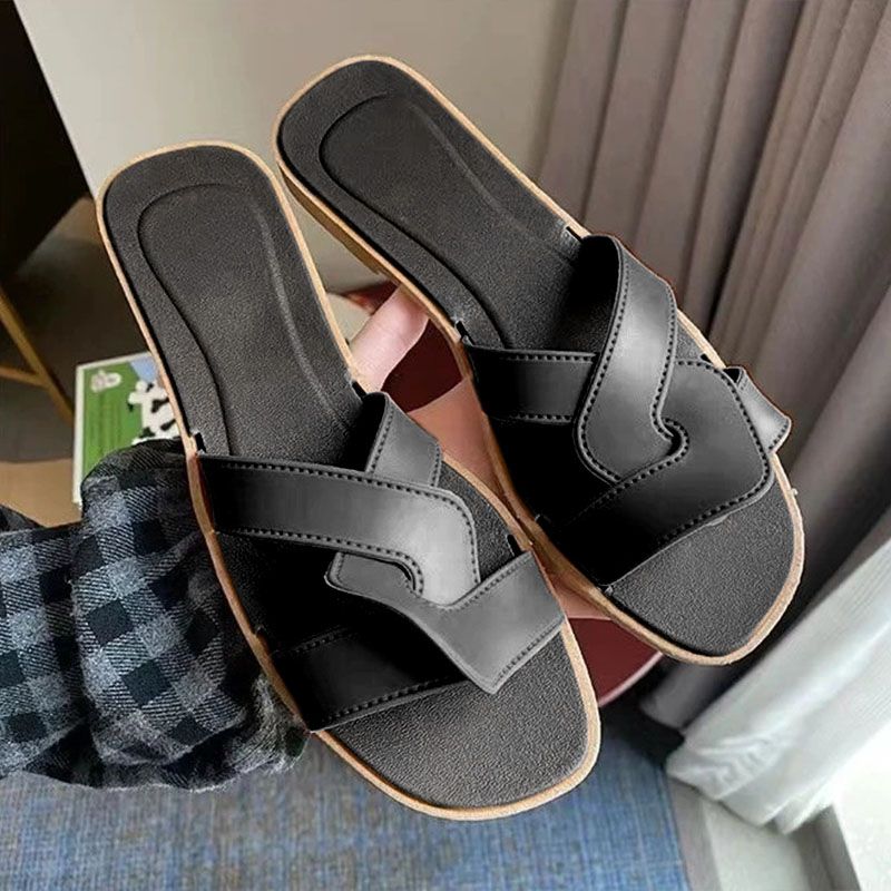 SXCHEN Women's Shoes Slippers Mules New Cross-Strap Slippers Simple Slippers Fashionable And Versatile Ins Outdoor Slippers Non-slip Ladies Shoe Simple Girls Fashion Thick Soles Soft Soles Mom Shoes