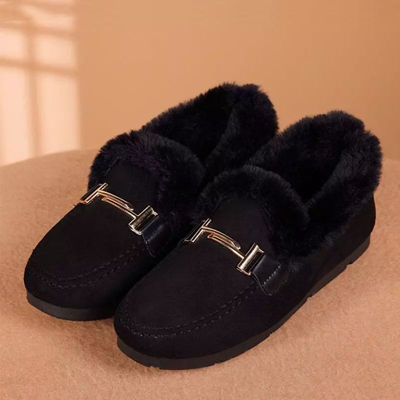 Women'S Shoes Flats Loafers Furry Shoes For Outer Wear Plus Velvet Cotton Slippers New Plus Velvet Lamb Edamame Shoes Women'S Shoes Home Shoes Loafers