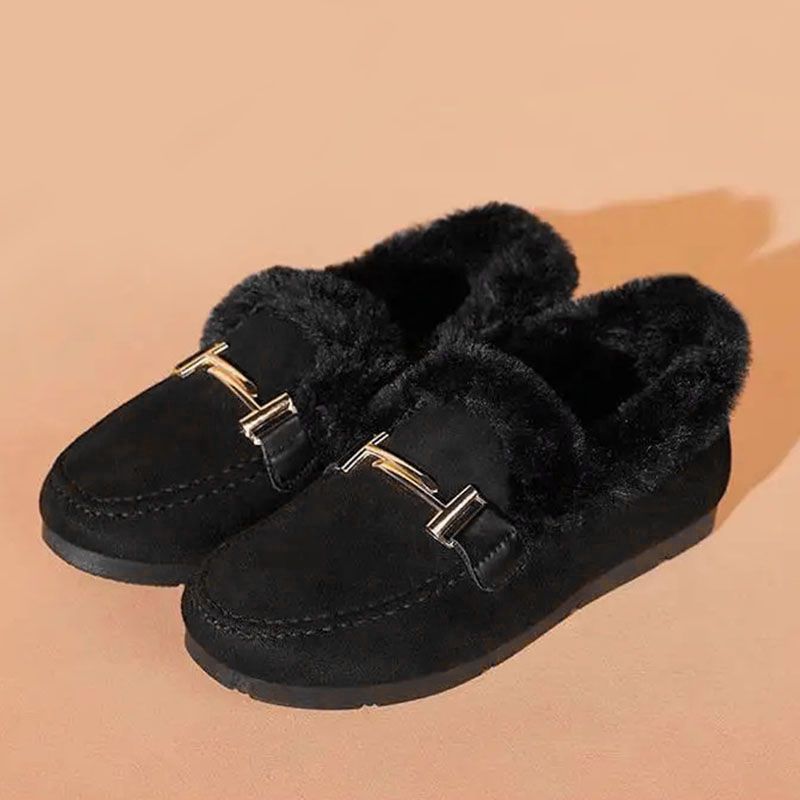 Women'S Shoes Flats Loafers Furry Shoes For Outer Wear Plus Velvet Cotton Slippers New Plus Velvet Lamb Edamame Shoes Women'S Shoes Home Shoes Loafers Black,EU38