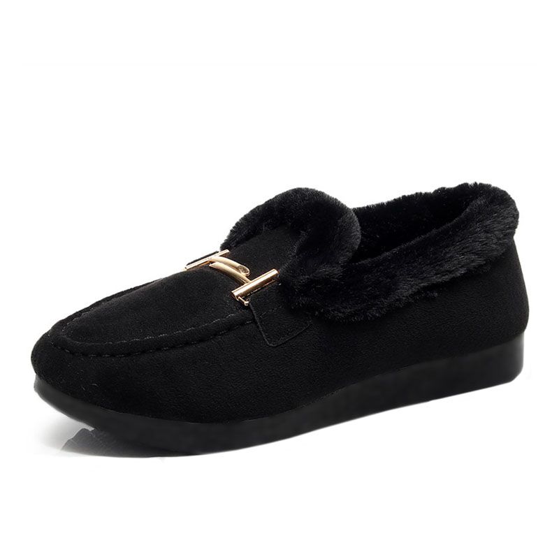 Women'S Shoes Flats Loafers Furry Shoes For Outer Wear Plus Velvet Cotton Slippers New Plus Velvet Lamb Edamame Shoes Women'S Shoes Home Shoes Loafers