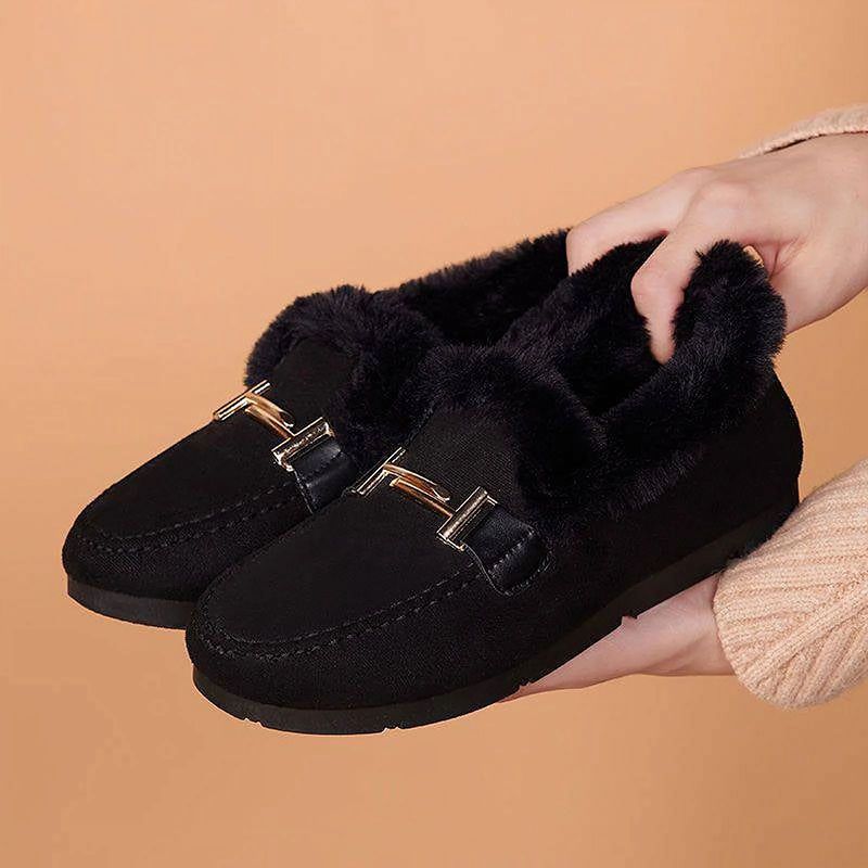 Women'S Shoes Flats Loafers Furry Shoes For Outer Wear Plus Velvet Cotton Slippers New Plus Velvet Lamb Edamame Shoes Women'S Shoes Home Shoes Loafers