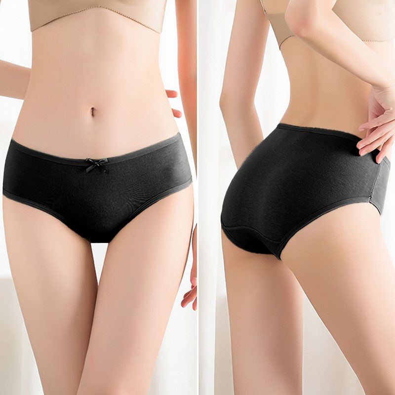 SXCHEN Women'S Clothing Lingerie Panties【5-pack】 Female Students Korean Style Solid Color Breathable Mid-Waist Girl Sexy And Cute Underwear