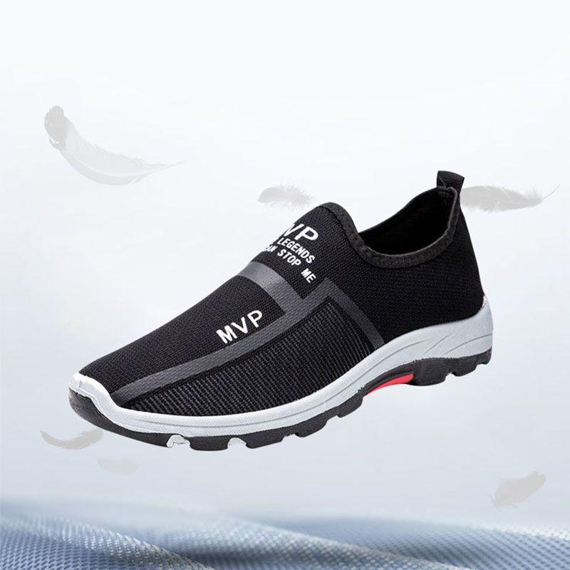SXCHEN Men'S Shoes Athletic Running New Breathable Mesh Color Matching Shallow Slip-On Lazy Men'S Canvas Running Shoes