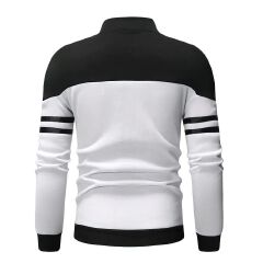SXCHEN Men'S Clothing Tops Jackets Casual Jacket With Ribbon Design, Fashionable Color Matching Sweatshirt Jacket
