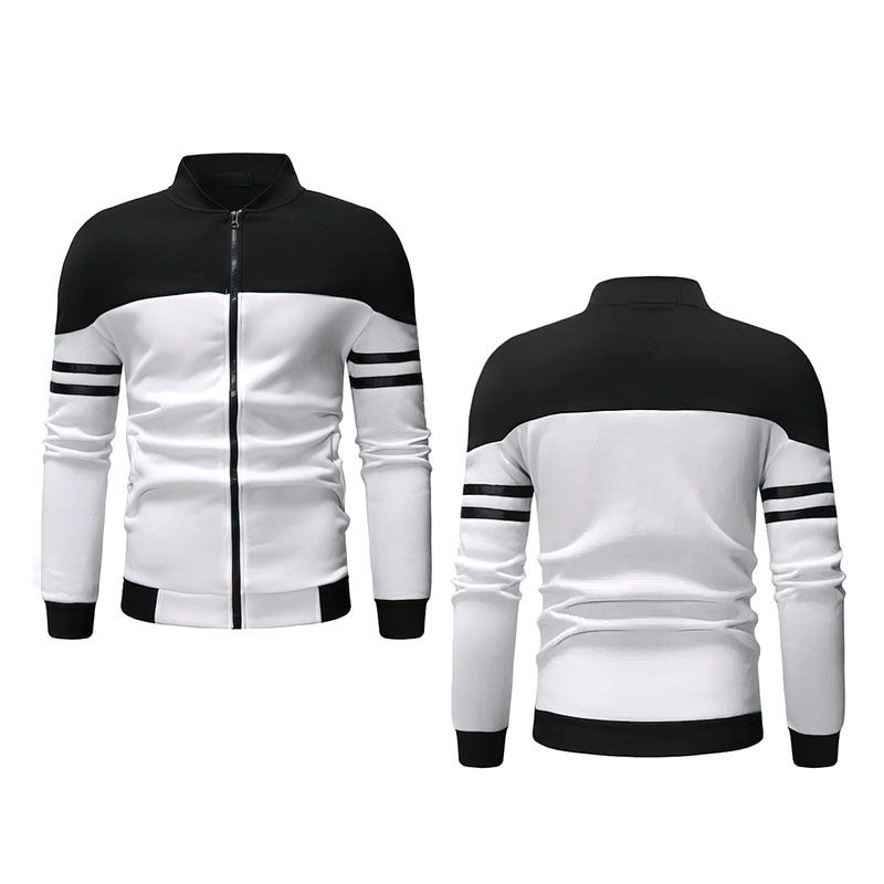 SXCHEN Men'S Clothing Tops Jackets Casual Jacket With Ribbon Design, Fashionable Color Matching Sweatshirt Jacket
