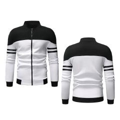 SXCHEN Men'S Clothing Tops Jackets Casual Jacket With Ribbon Design, Fashionable Color Matching Sweatshirt Jacket