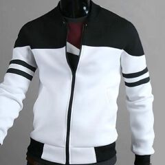 SXCHEN Men'S Clothing Tops Jackets Casual Jacket With Ribbon Design, Fashionable Color Matching Sweatshirt Jacket