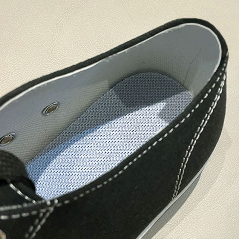 SXCHEN Women's Shoes Sneakers New Low-Top Single Shoes Thick-Soled Canvas Shoes Front Lace-Up Platform Sole Large Size Sneakers Ladies Shoes Girls School Outdoor Black Fashion Casual Round Toe Comfort
