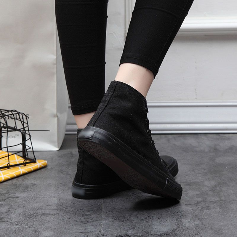 SXCHEN Women Shoes Boots Ankle Bootie Style Canvas High-Top Shoes Trendy Large Size Versatile Breathable Women Shoes Casual Boots Ladies Shoe Running elastic band Girls School Shoes Flat Shoes