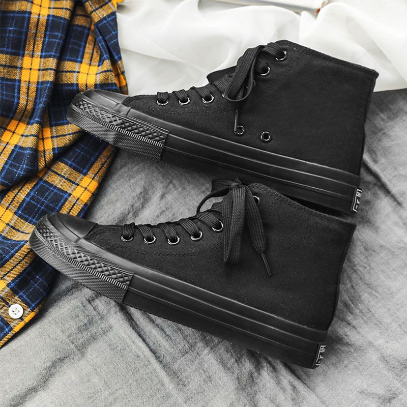 SXCHEN Women Shoes Boots Ankle Bootie Style Canvas High-Top Shoes Trendy Large Size Versatile Breathable Women Shoes Casual Boots Ladies Shoe Running elastic band Girls School Shoes Flat Shoes