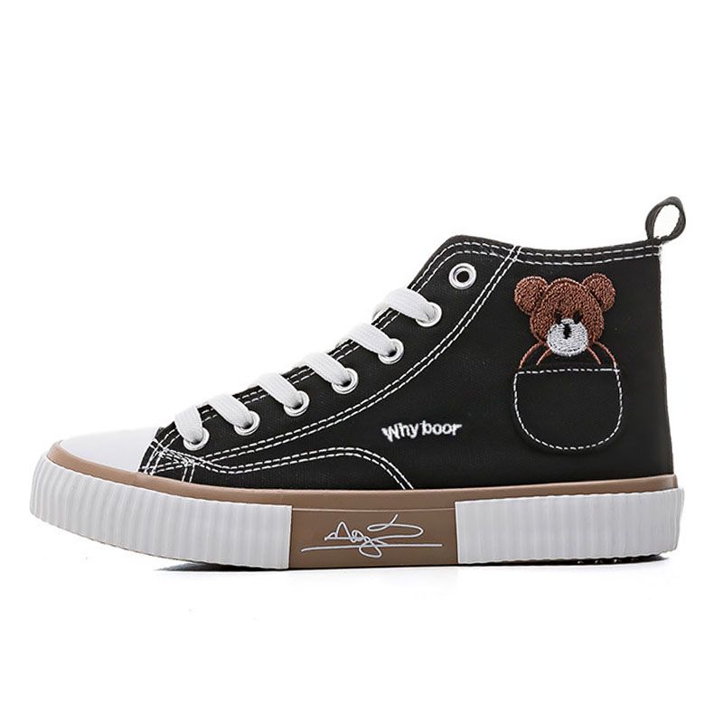 SXCHEN Women's Shoes Boots Ankle Bootie Bear High Top Shoes Lace Up Canvas Shoes Korean Style Skateboard Shoes Vulcanized Shoes Large Size  Ladies Shoe Running elastic band Girls School Shoes