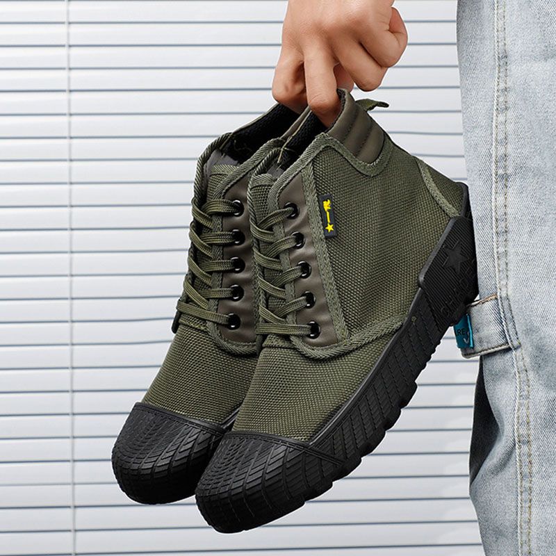 SXCHEN Men Shoes Boots Ankle Bootie New Jiefang Shoes, High-Top Canvas Shoes, Construction Site Work Shoes, Farmland Labor Protection Shoes, Breathable Rubber Shoes, Boots