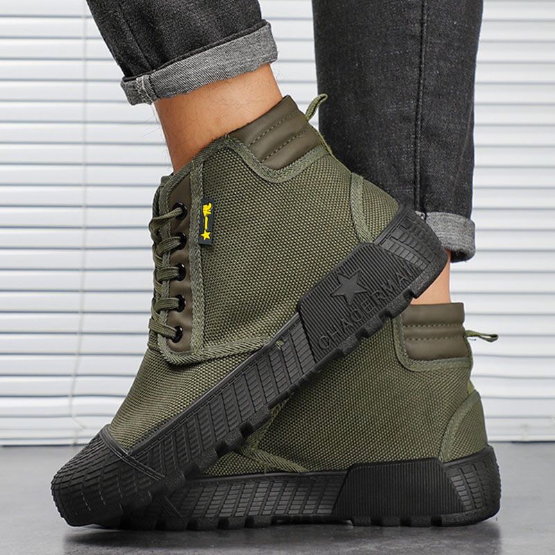 SXCHEN Men Shoes Boots Ankle Bootie New Jiefang Shoes, High-Top Canvas Shoes, Construction Site Work Shoes, Farmland Labor Protection Shoes, Breathable Rubber Shoes, Boots