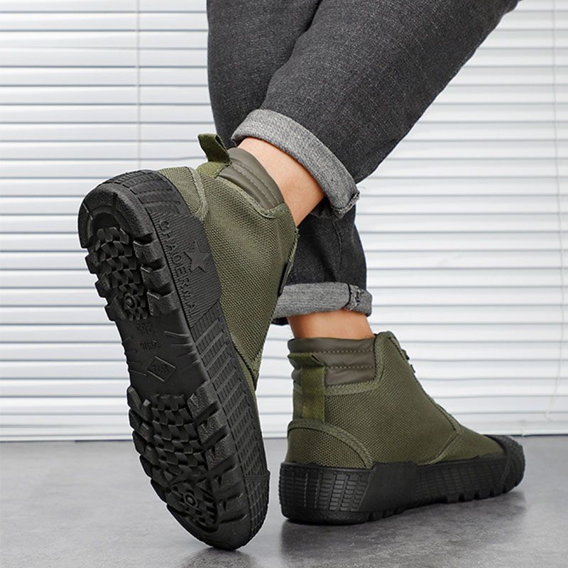 SXCHEN Men Shoes Boots Ankle Bootie New Jiefang Shoes, High-Top Canvas Shoes, Construction Site Work Shoes, Farmland Labor Protection Shoes, Breathable Rubber Shoes, Boots