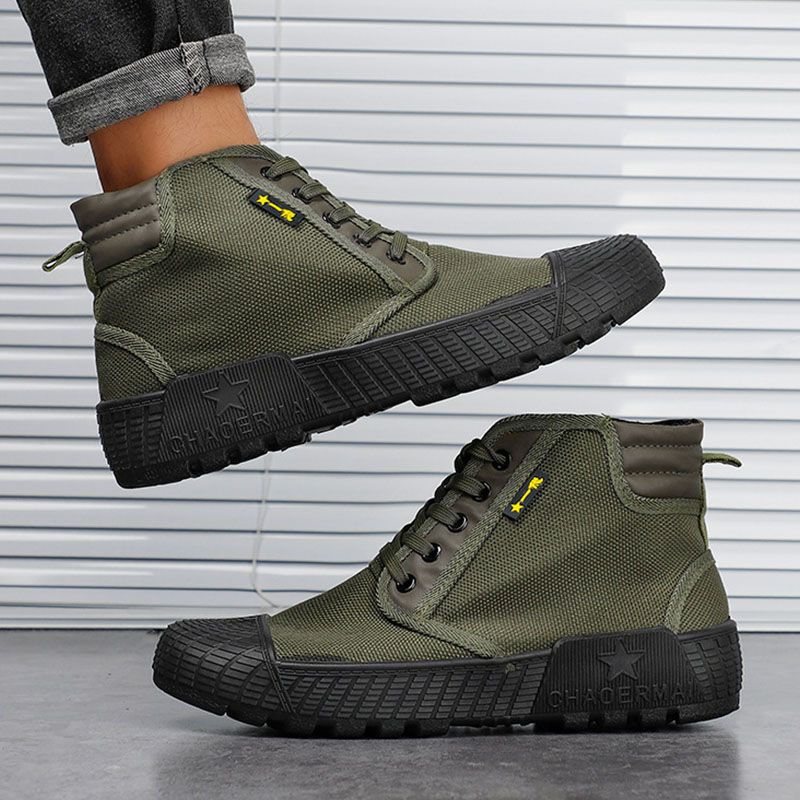 SXCHEN Men Shoes Boots Ankle Bootie New Jiefang Shoes, High-Top Canvas Shoes, Construction Site Work Shoes, Farmland Labor Protection Shoes, Breathable Rubber Shoes, Boots