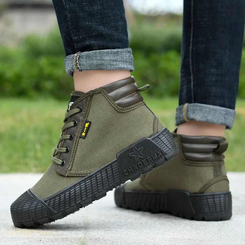 SXCHEN Men Shoes Boots Ankle Bootie New Jiefang Shoes, High-Top Canvas Shoes, Construction Site Work Shoes, Farmland Labor Protection Shoes, Breathable Rubber Shoes, Boots