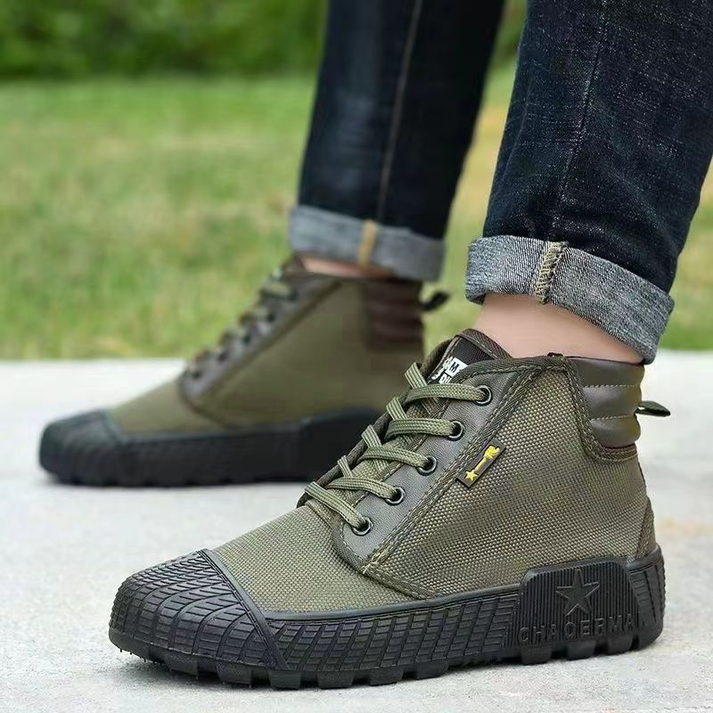 SXCHEN Men Shoes Boots Ankle Bootie New Jiefang Shoes, High-Top Canvas Shoes, Construction Site Work Shoes, Farmland Labor Protection Shoes, Breathable Rubber Shoes, Boots