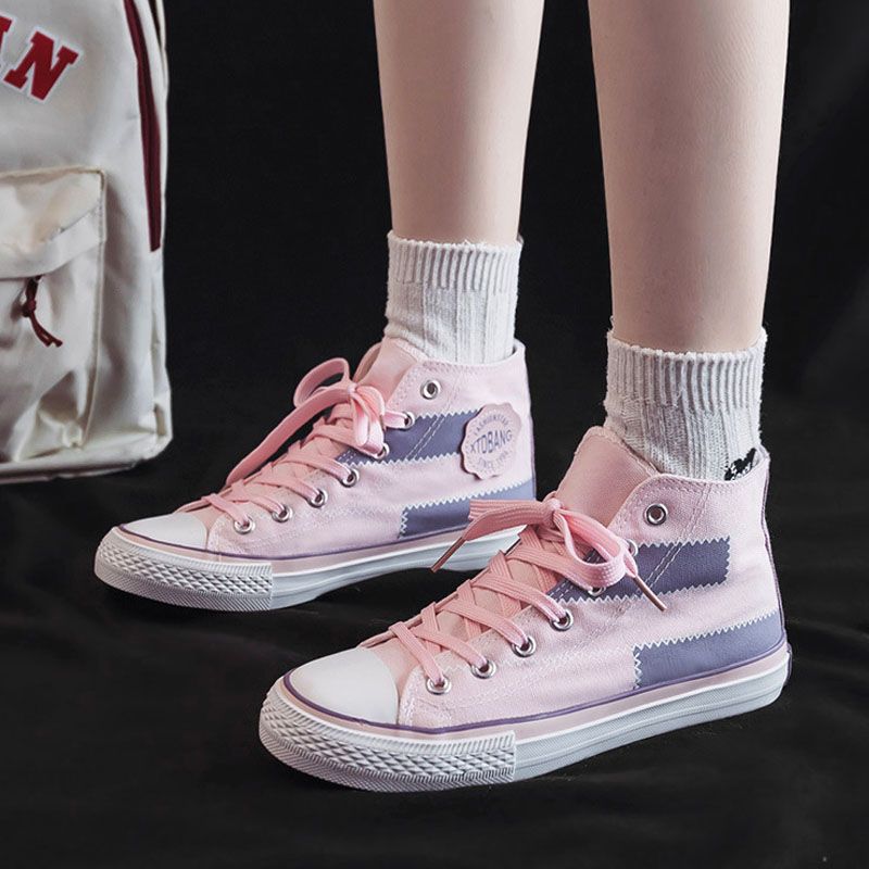 SXCHEN Women Shoes Boots Ankle Bootie Mesh Canvas Shoes High Top New Versatile Student Sneakers Boots
