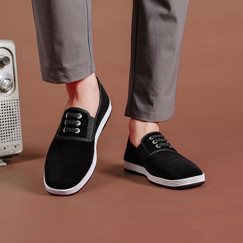 SXCHEN Men's Shoes Flats Loafers Handmade Old Beijing Single Cloth Shoes For Middle-Aged And Elderly Men And Women, Breathable Lightweight Walking Shoes, Pure Handmade Rubber Soft-Soled Loafers