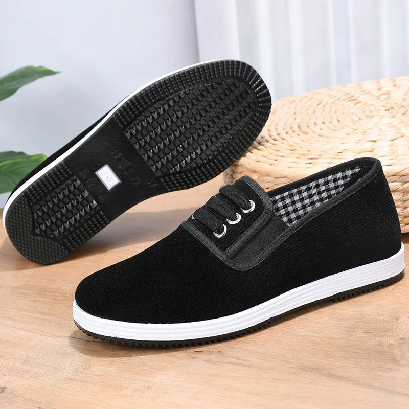 SXCHEN Men's Shoes Flats Loafers Handmade Old Beijing Single Cloth Shoes For Middle-Aged And Elderly Men And Women, Breathable Lightweight Walking Shoes, Pure Handmade Rubber Soft-Soled Loafers