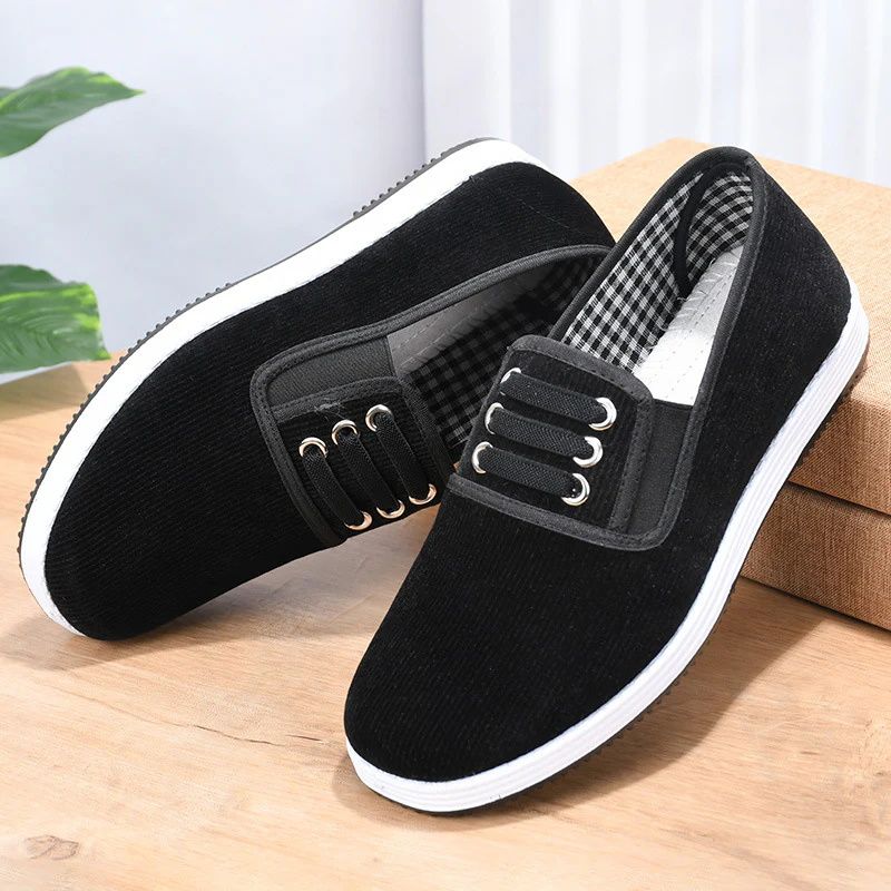 SXCHEN Men's Shoes Flats Loafers Handmade Old Beijing Single Cloth Shoes For Middle-Aged And Elderly Men And Women, Breathable Lightweight Walking Shoes, Pure Handmade Rubber Soft-Soled Loafers