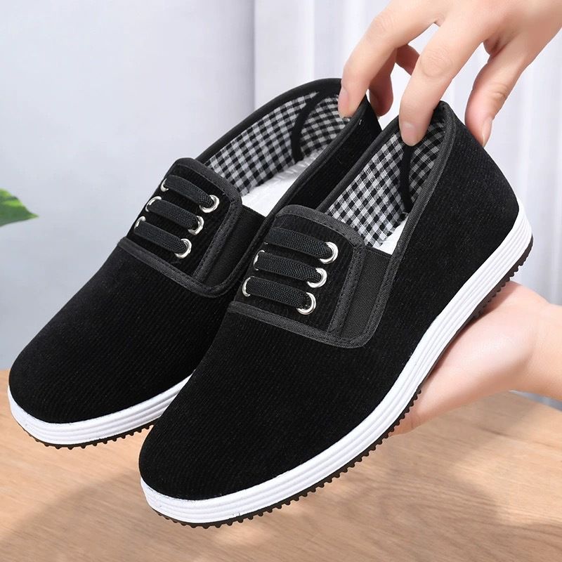 SXCHEN Men's Shoes Flats Loafers Handmade Old Beijing Single Cloth Shoes For Middle-Aged And Elderly Men And Women, Breathable Lightweight Walking Shoes, Pure Handmade Rubber Soft-Soled Loafers