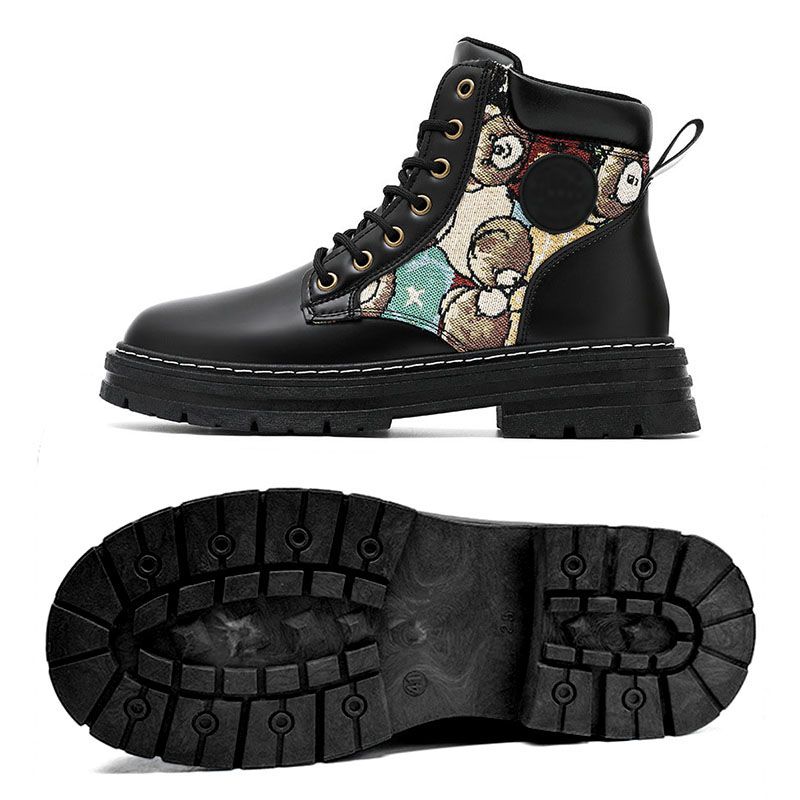 SXCHEN Men's Shoes Boots Ankle Bootie New Breathable High-Top Martin Boots For Men, Trendy And Versatile Thick-Soled Non-Slip Work Shoes, Casual Short Boots